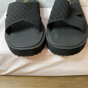 Black Textured Slide Sandals